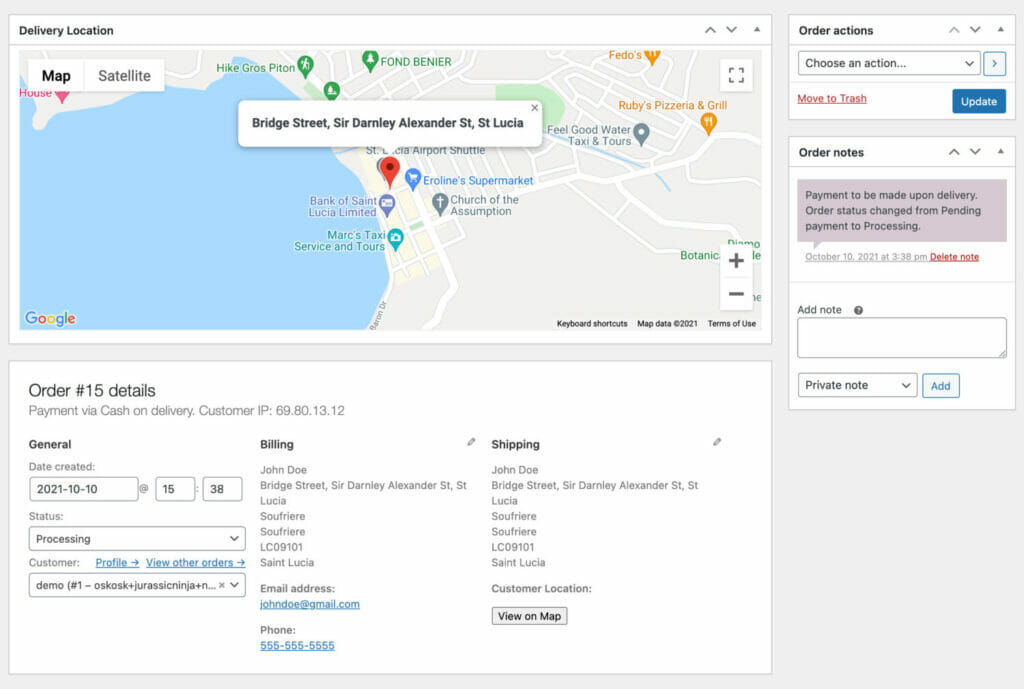 View on Map option