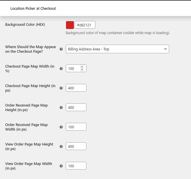 Options to customize map