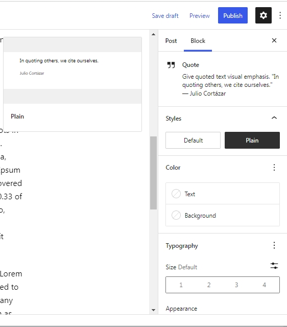 WordPress 6.0 new styles panel