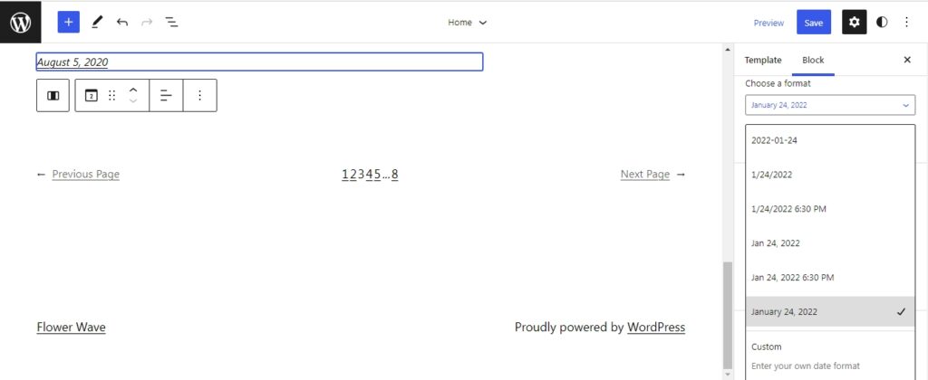 WordPress 6.0 new date format