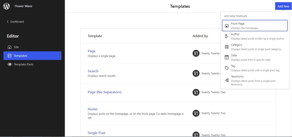 WordPress 6.0 new templates