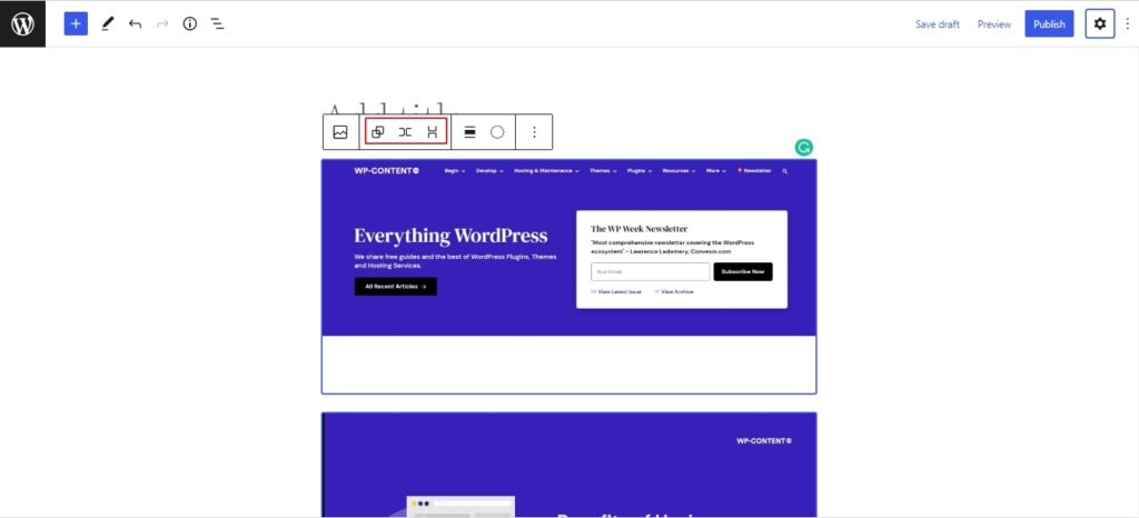 WordPress 6.0 transformation option for multiple blocks