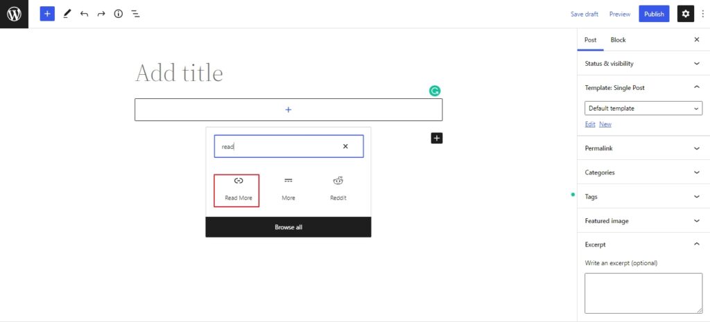 WordPress 6.0 read more block