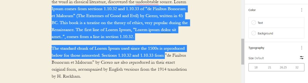 WordPress 6.0 select text across multiple block