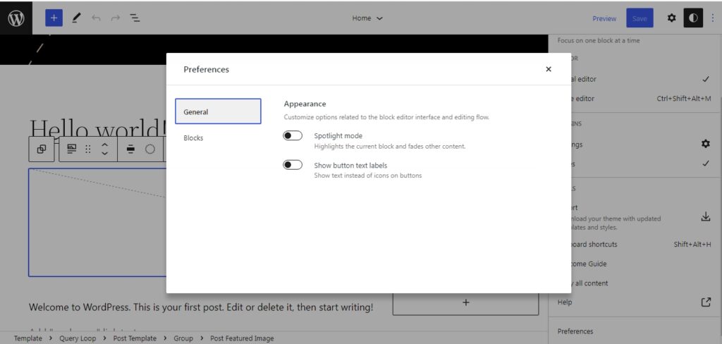 WordPress 6,0 text labels