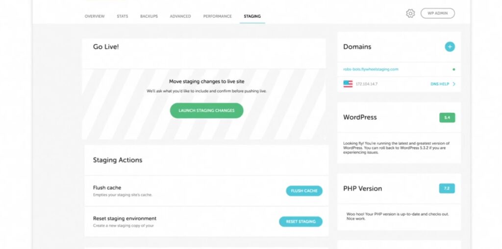 Flywheel staging menu and options