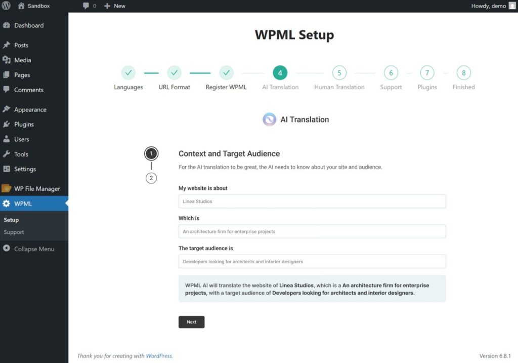 wpml ai translation ptc