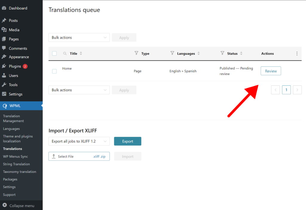 WPML translations queue