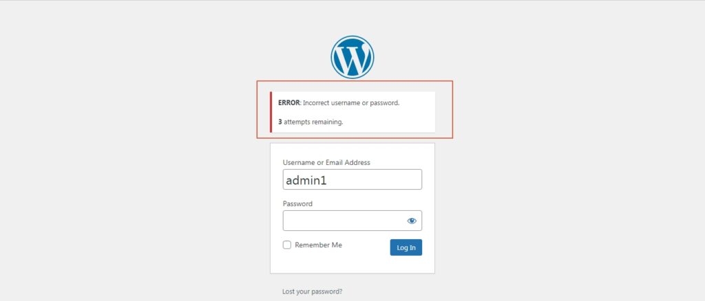 Remaining login attempts warning