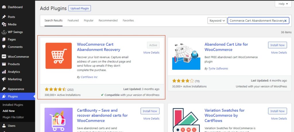 WooCommerce cart abandonment recovery plugin