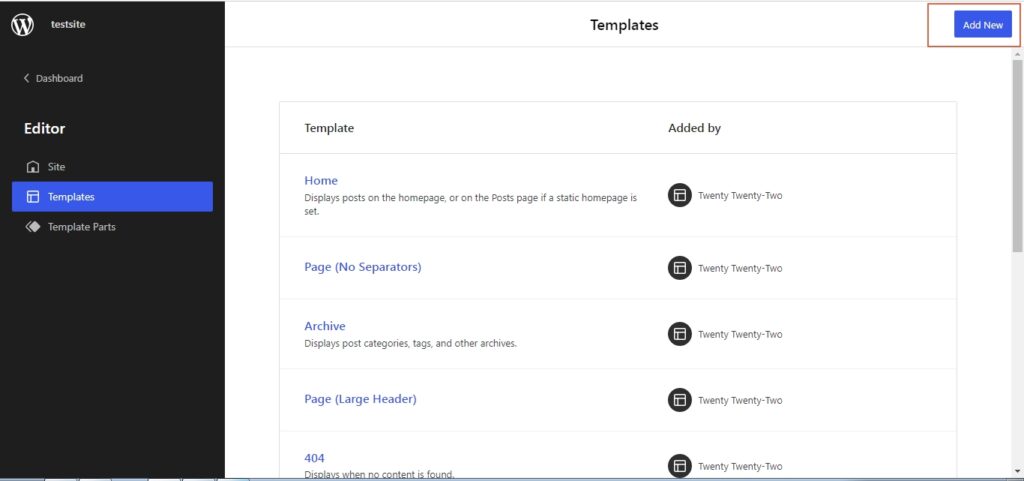 template editor in full site editing