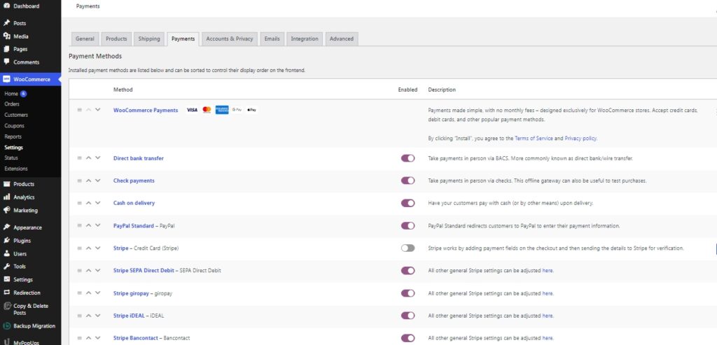 Enable all payment methods