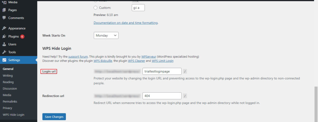 Change WordPress login URL from the plugin