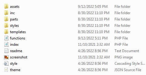 the file structure of Twenty Twenty-Two block theme