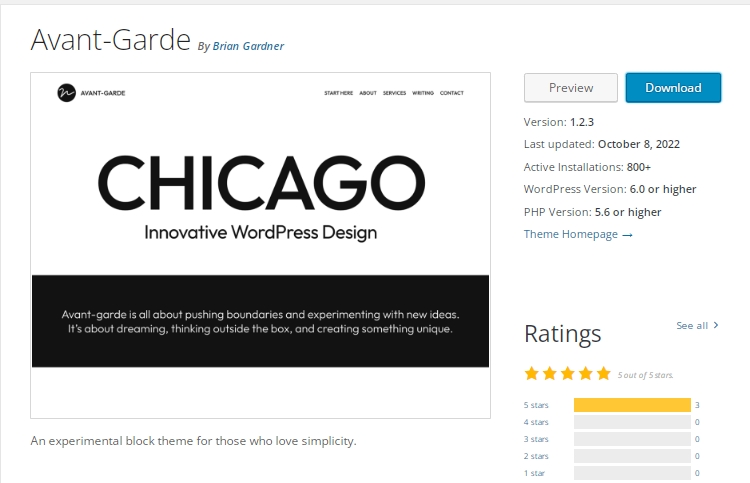 Avant-Garde a WordPress block theme