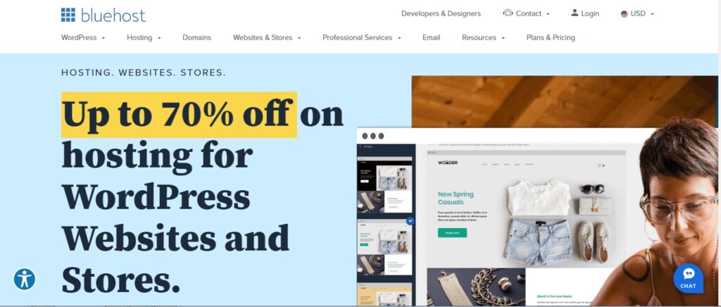 Bluehost homepage