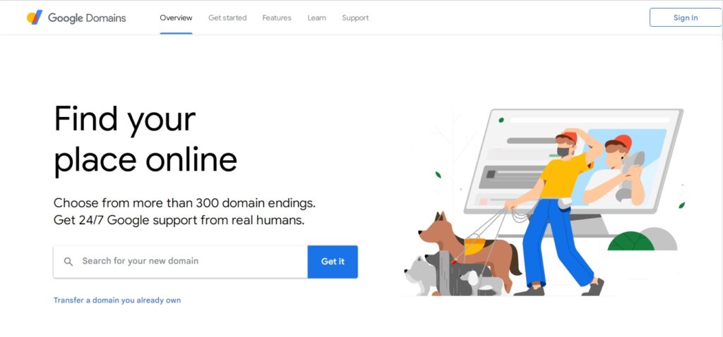 Google Domains homepage