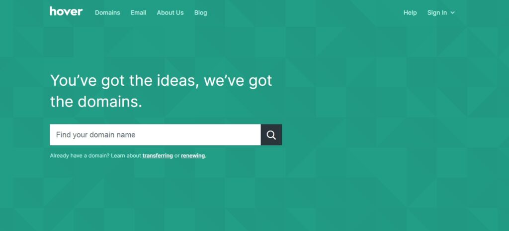 Hover homepage