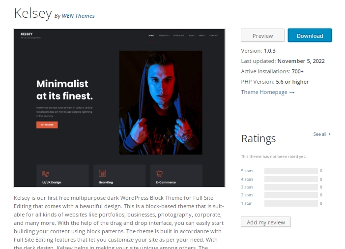 Kelsey a WordPress block theme