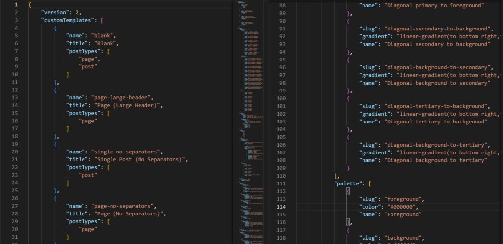 theme.json file of a block theme