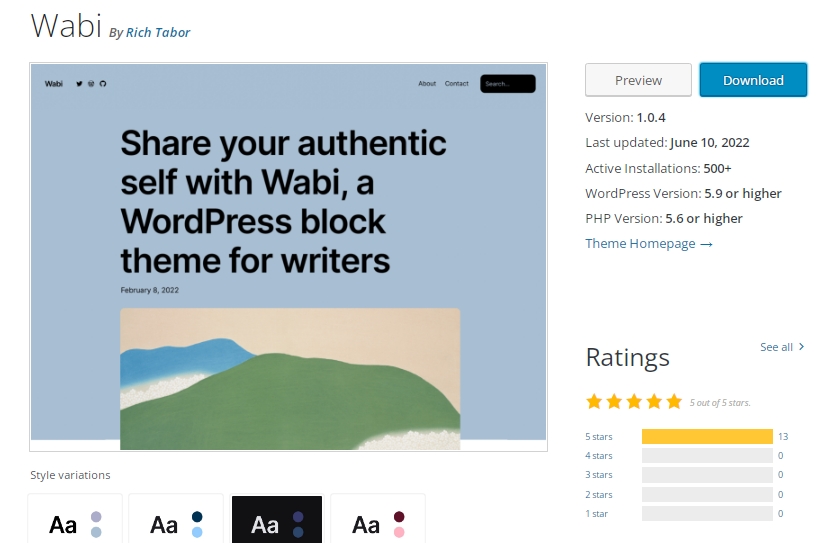 Wabi block theme