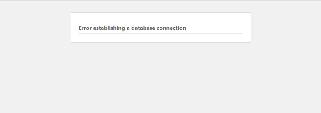 Error establishing a database connection warning