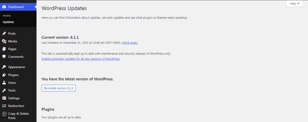 Update WordPress to the latest version to solve a slow WordPress website