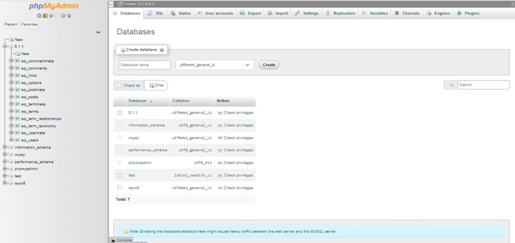 database in phpMyAdmin