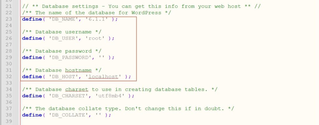 database login credentials