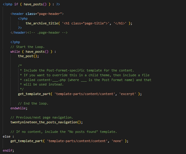 loop in WordPress in 2019 theme