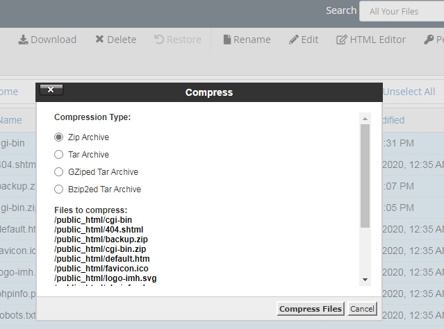 compressing website files