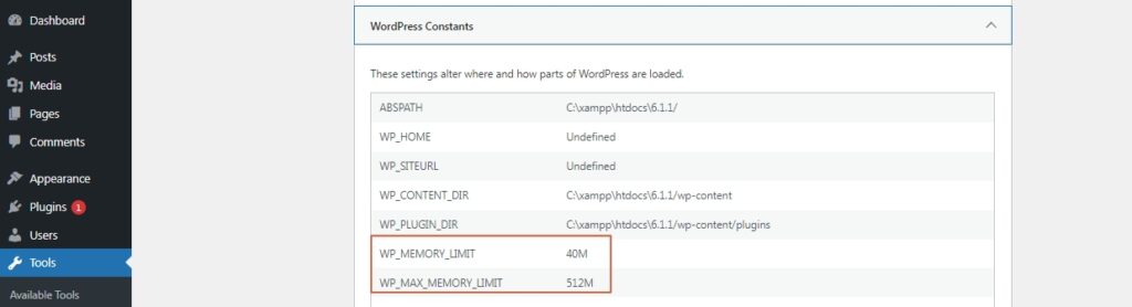 WordPress memory limit