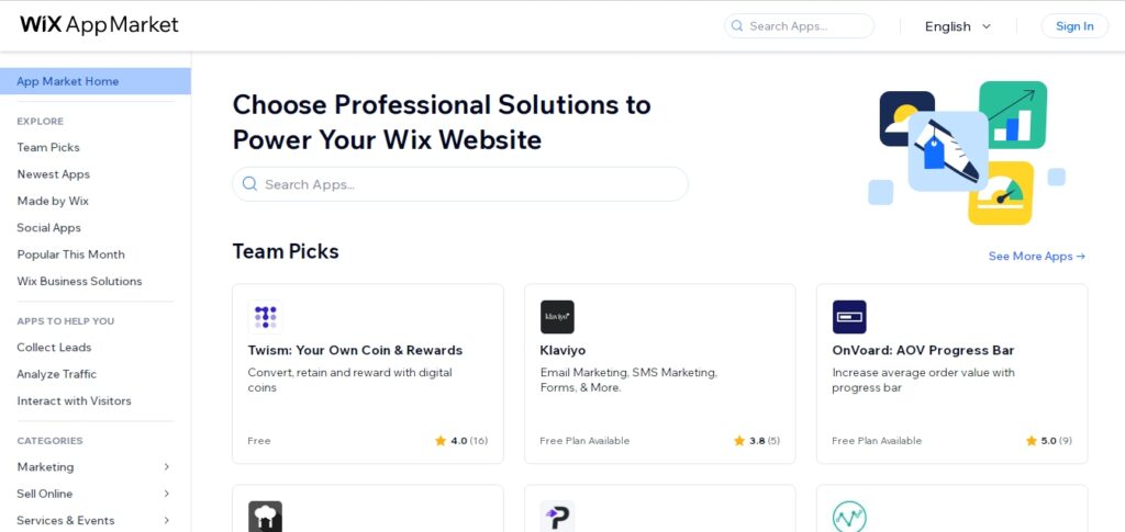 Wix app market