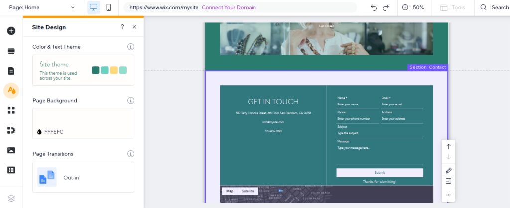 Site designer in Wix