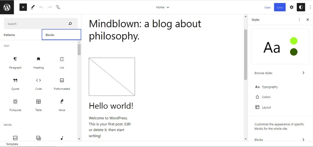 WordPress theme editor