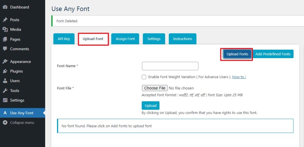 uploading the fonts to be hsoted locally