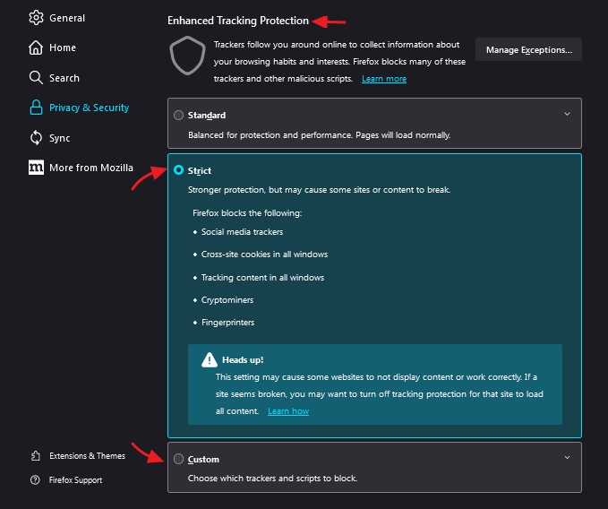 enhanced tracking protection