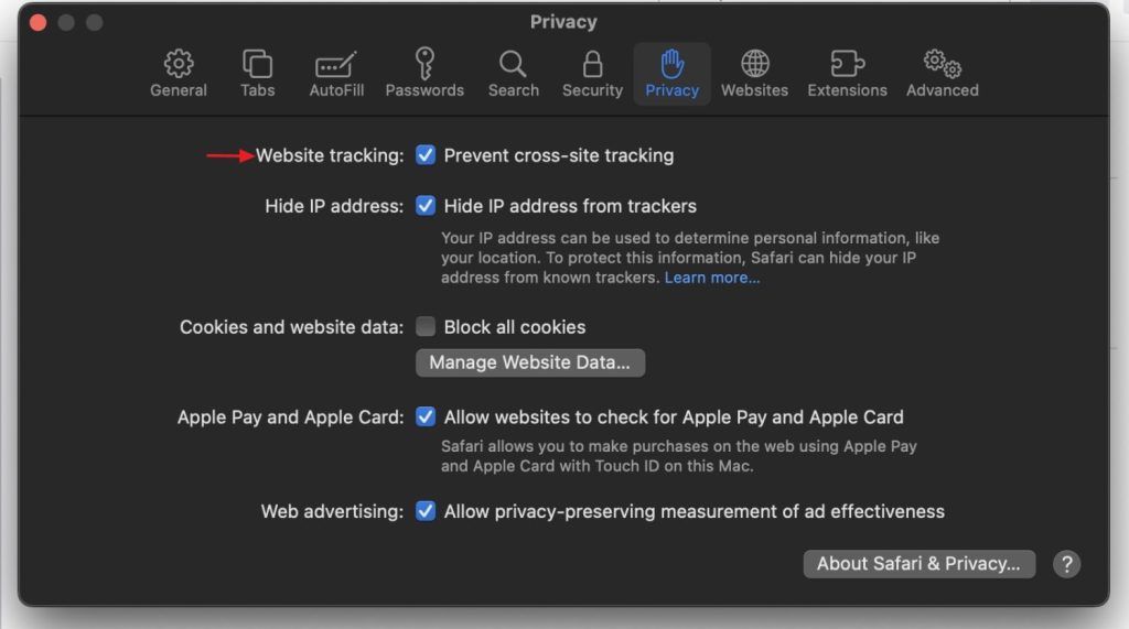 safari cookies settings