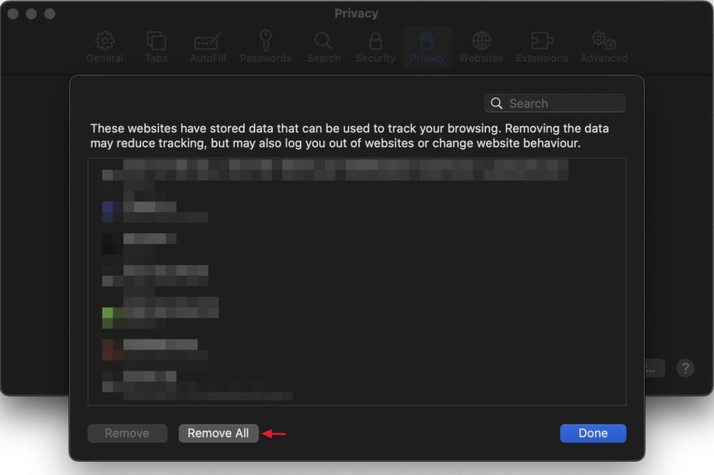 clear all cookies in safari
