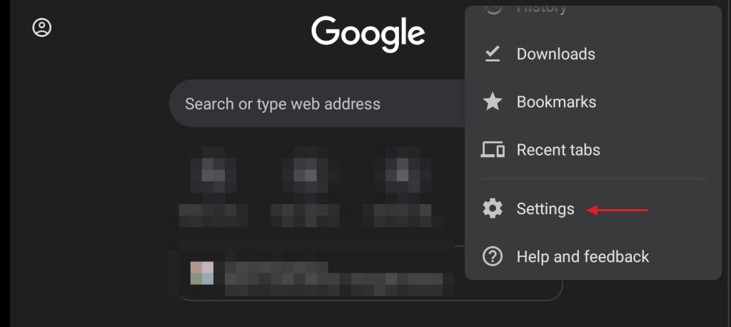 Chrome mobile settings