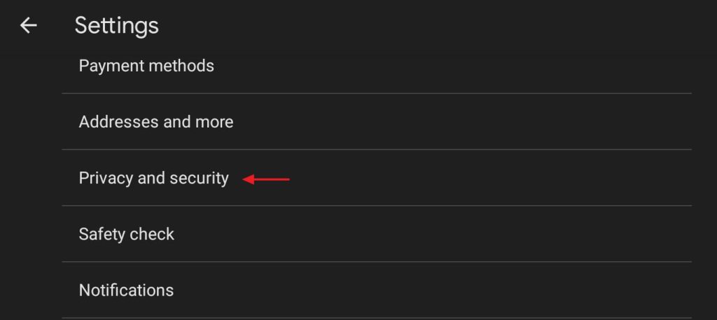 chorme settings on mobile