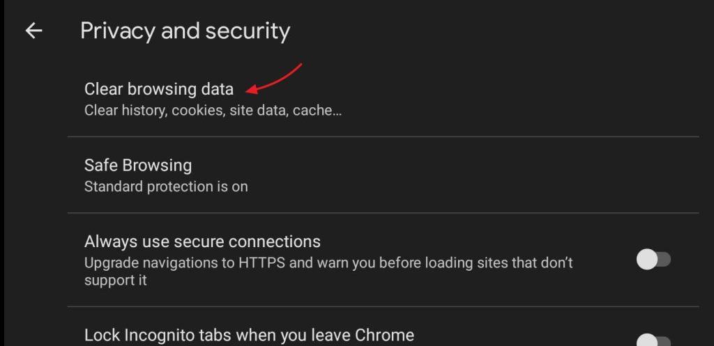 clear cookies on Chrome mobile