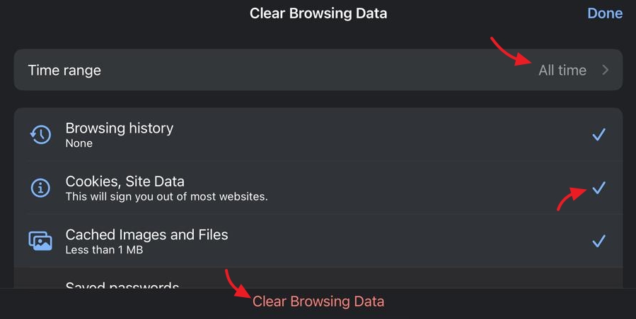 clear tracking cookies on iOS