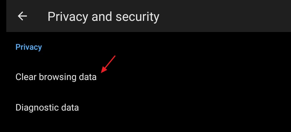clear browsing data setting