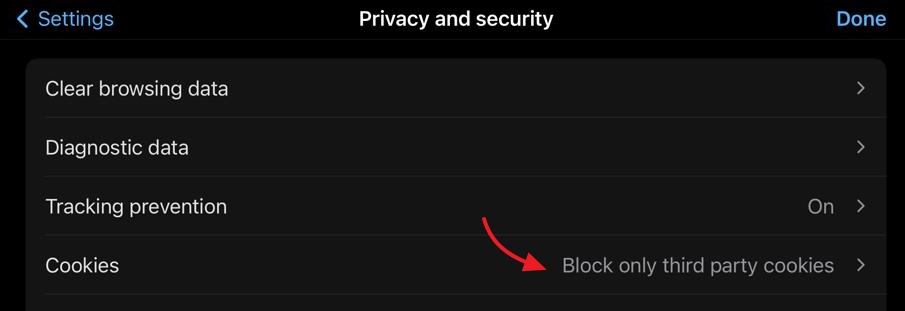 block only third party cookies