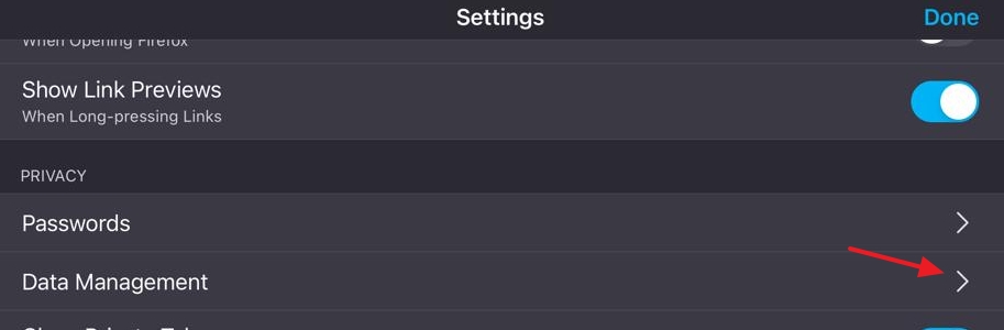 Firefox iOS setting