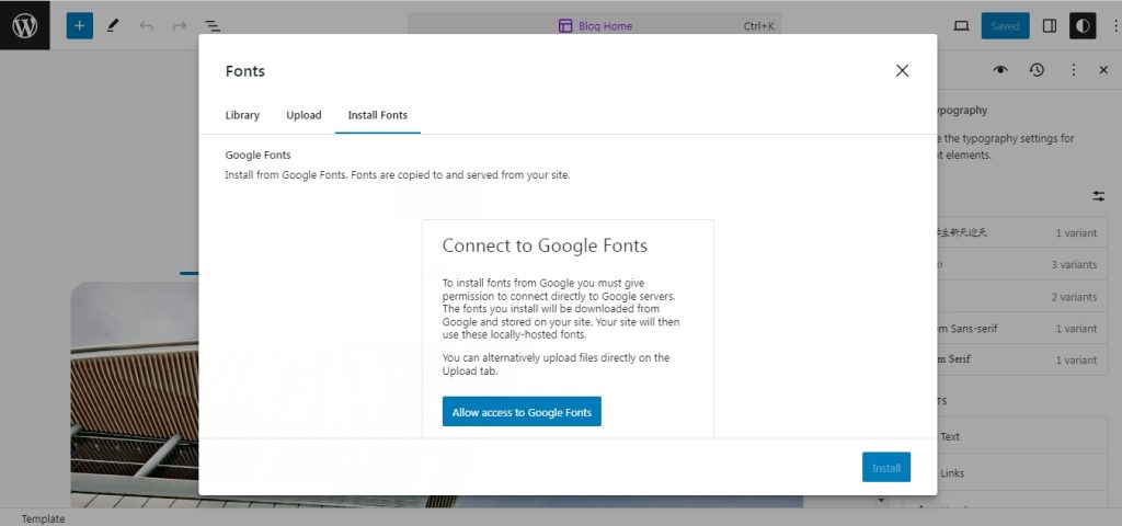 Font library in WordPress 6.5