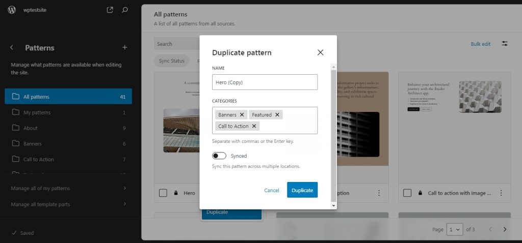 improvements to pattern section