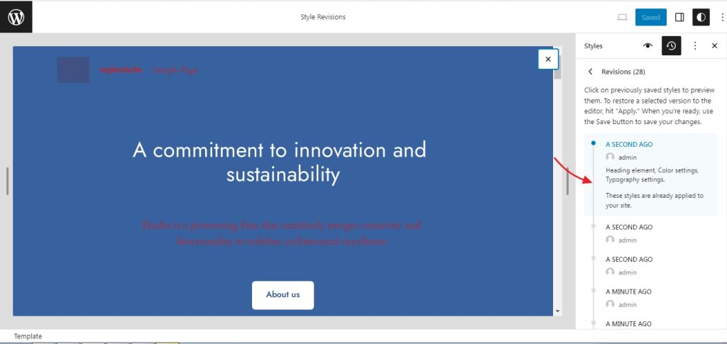 style revision in WordPress 6.5