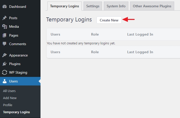 creating new temporary WordPress admin user for support